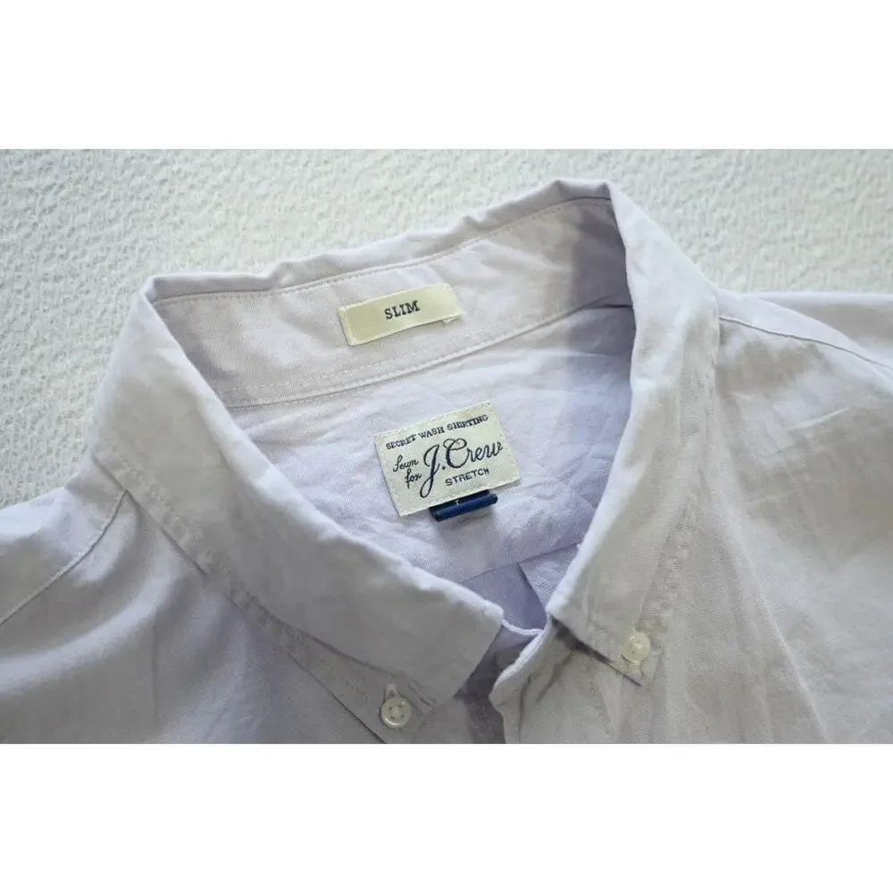 J Crew Dress Shirt Slim Fit Stretch Light Purple Long Sleeve Mens‎ Sz Large